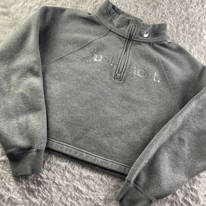 Nike Jacket Womens Small Gray Silver Half Zip Cropped Pullover Just Do It